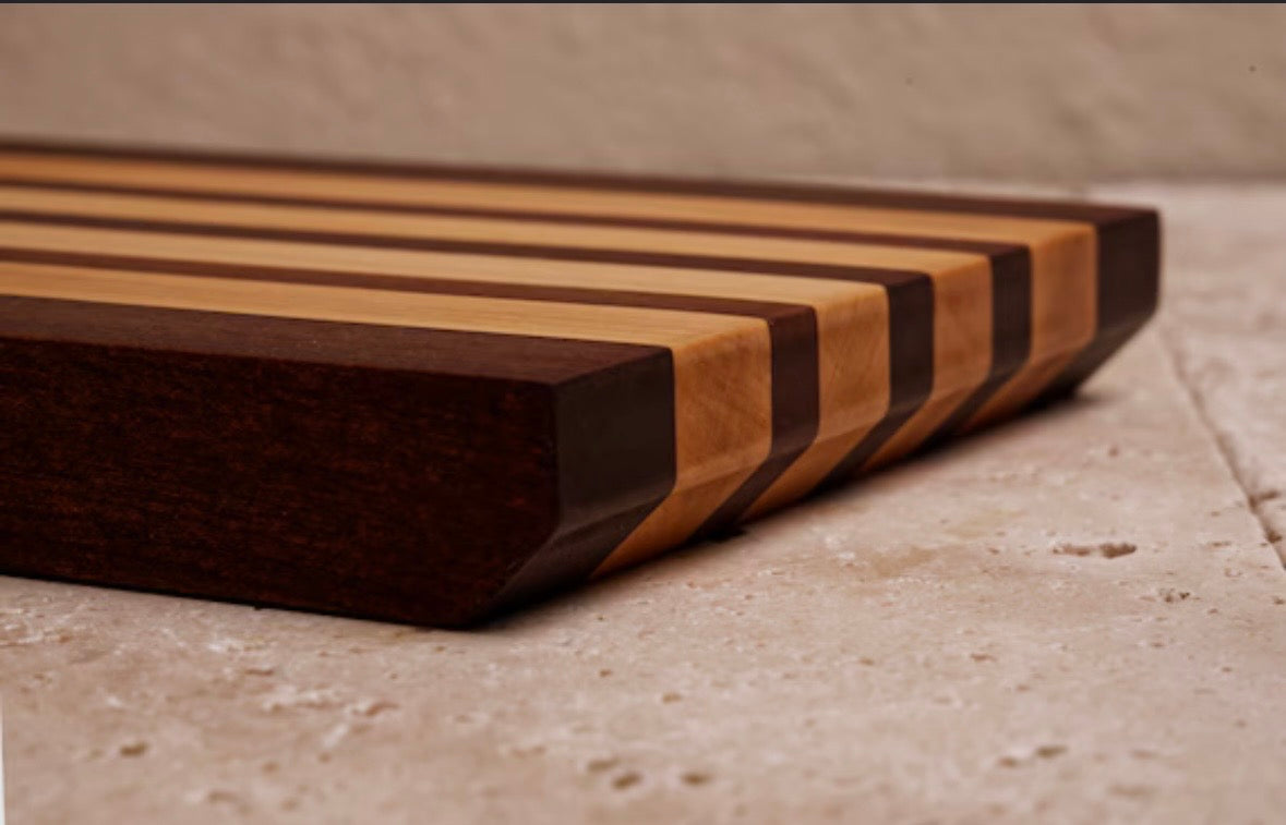 Walnut and maple strip cutting boards